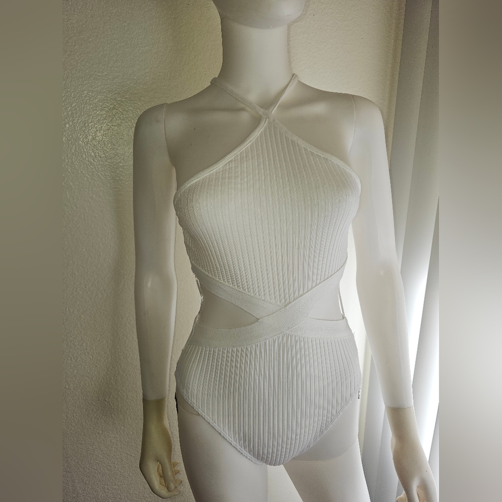 NOT Available ZARA NWT Ribbed Cut Out Bodysuit White Size Small - Picture 15 of 16
